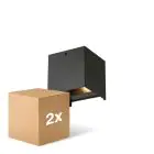 Doppelpack D'Lite LED Wandleuchte Elingen Aluminium Schwarz 4.9W 290lm - 830 Warmweiß | Lichtsensor